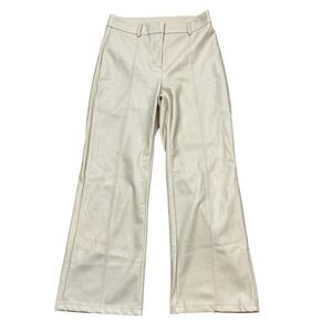Ladies 7 For‎ All Mankind Ivory Faux Leather Wide Leg High Rise Pants Size Small